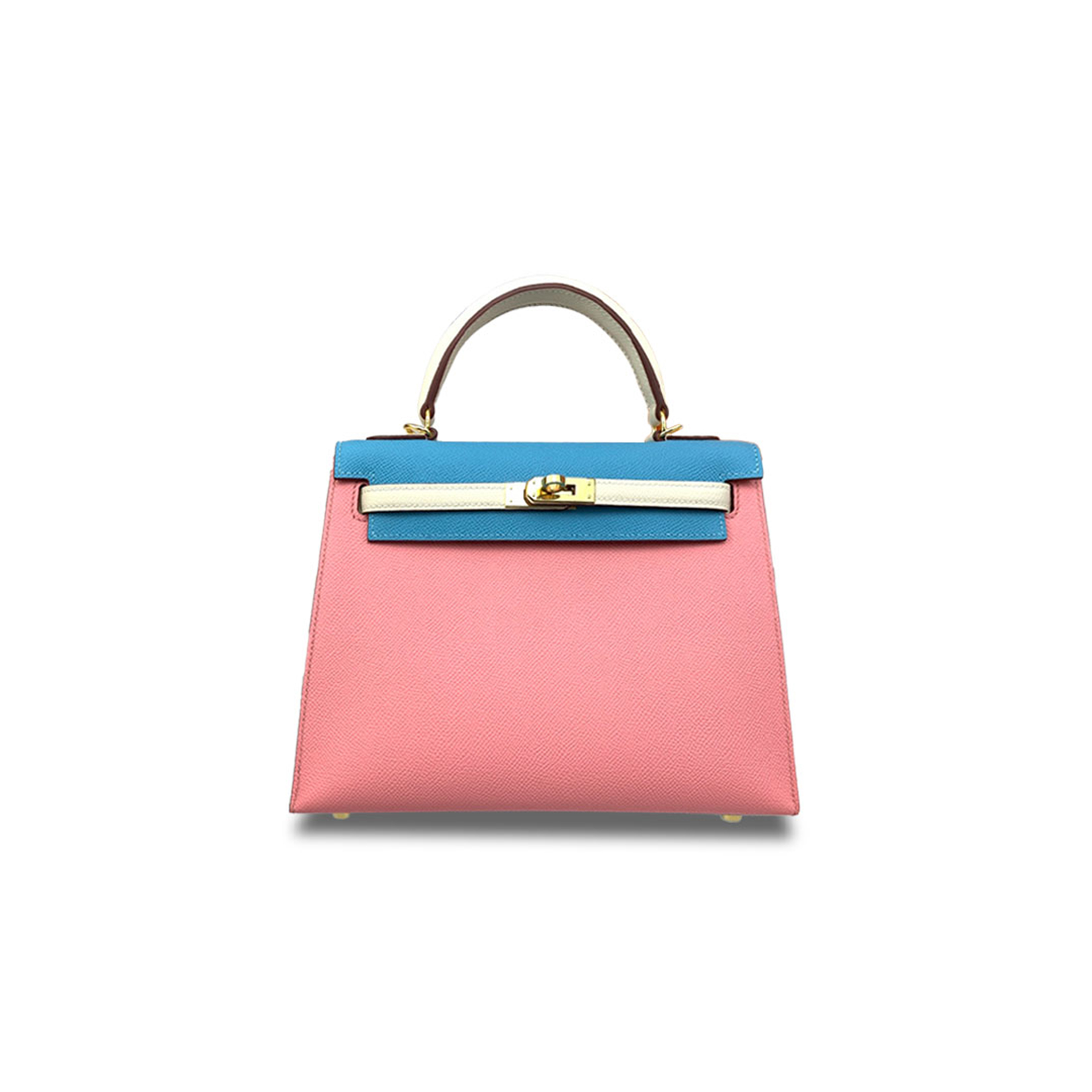 HERMÈS MASTER KELLY 25 EPSOM THREE-COLOR MILKSHAKE POWDER CANDY BLUE MILKSHAKE WHITE GOLD BUCKLE (25*17*7cm) 